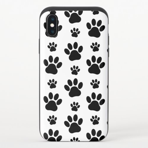 Paw Pattern Dog Paws Paw Prints Black and White iPhone X Slider Case