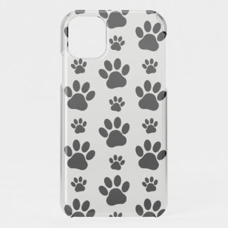 Paw Pattern, Dog Paws, Paw Prints, Black and White iPhone 11 Case