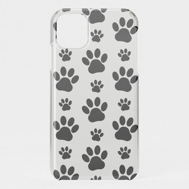 Paw Pattern, Dog Paws, Paw Prints, Black and White Uncommon iPhone Case (Back)