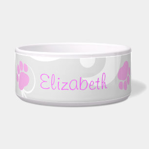 Paw Pattern, Dog Paws, Pink Paws, Your Name Bowl