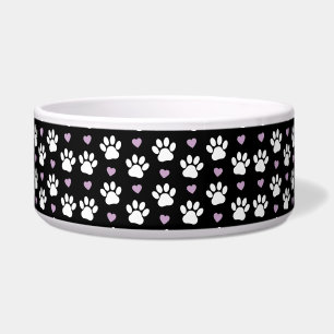Paw Pattern, Dog Paws, White Paws, Lilac Hearts Bowl