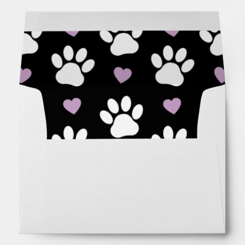 Paw Pattern Dog Paws White Paws Lilac Hearts Envelope