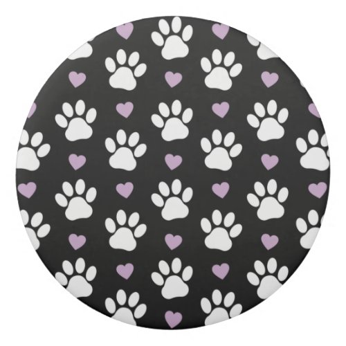 Paw Pattern Dog Paws White Paws Lilac Hearts Eraser