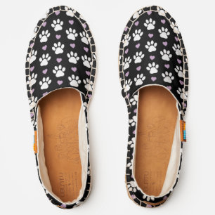Paw Pattern, Dog Paws, White Paws, Lilac Hearts Espadrilles