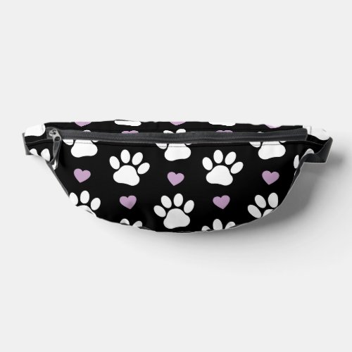 Paw Pattern Dog Paws White Paws Lilac Hearts Fanny Pack