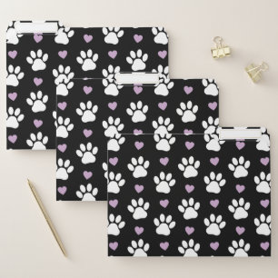 Paw Pattern, Dog Paws, White Paws, Lilac Hearts File Folder