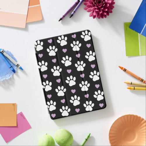 Paw Pattern Dog Paws White Paws Lilac Hearts iPad Air Cover