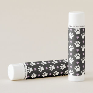 Paw Pattern, Dog Paws, White Paws, Lilac Hearts Lip Balm