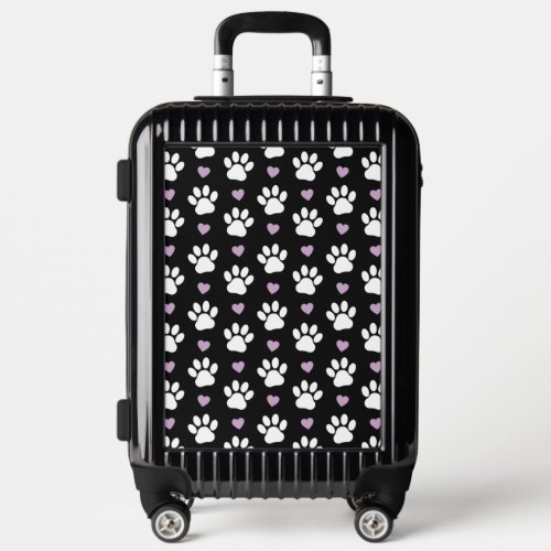 Paw Pattern Dog Paws White Paws Lilac Hearts Luggage