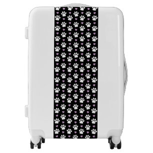 Paw Pattern, Dog Paws, White Paws, Lilac Hearts Luggage