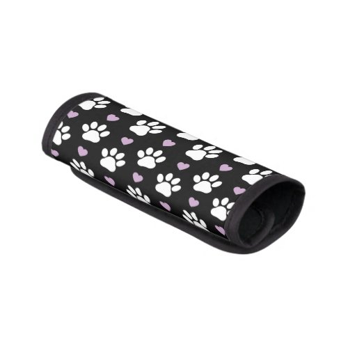 Paw Pattern Dog Paws White Paws Lilac Hearts Luggage Handle Wrap