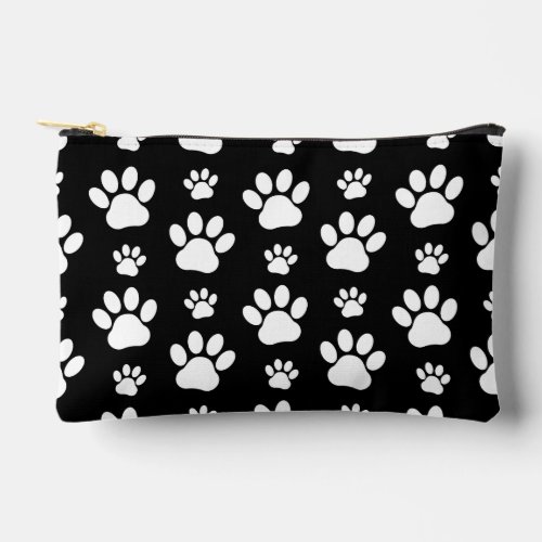 Paw Pattern Paw Prints Dog Paws Black and White Accessory Pouch
