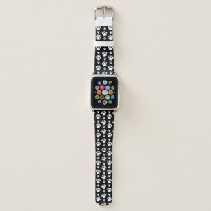 Paw Pattern, Paw Prints, Dog Paws, Black and White Apple Watch Band