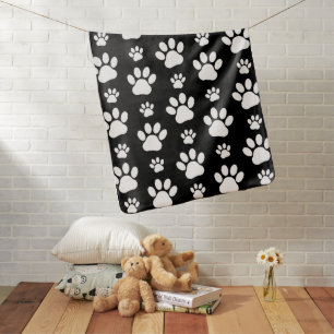Paw Pattern, Paw Prints, Dog Paws, Black and White Baby Blanket