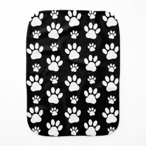 Paw Pattern, Paw Prints, Dog Paws, Black and White Baby Burp Cloth