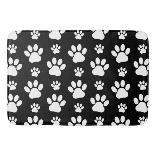 Paw Pattern Paw Prints Dog Paws Black and White Bath Mat