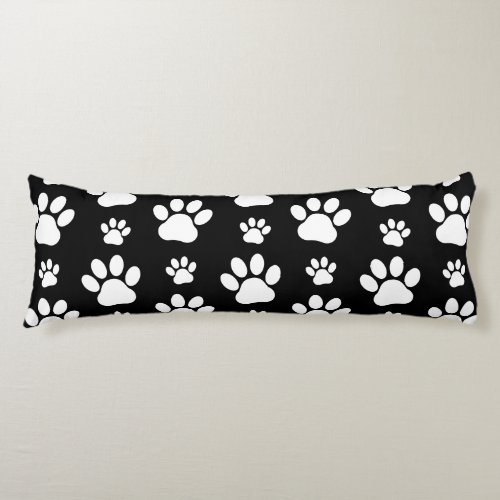 Paw Pattern Paw Prints Dog Paws Black and White Body Pillow