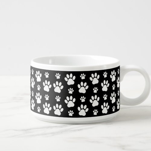 Paw Pattern Paw Prints Dog Paws Black and White Bowl