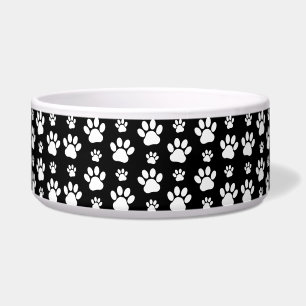 Paw Pattern, Paw Prints, Dog Paws, Black and White Bowl
