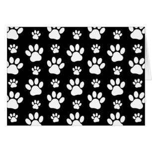 Paw Pattern, Paw Prints, Dog Paws, Black and White Cards
