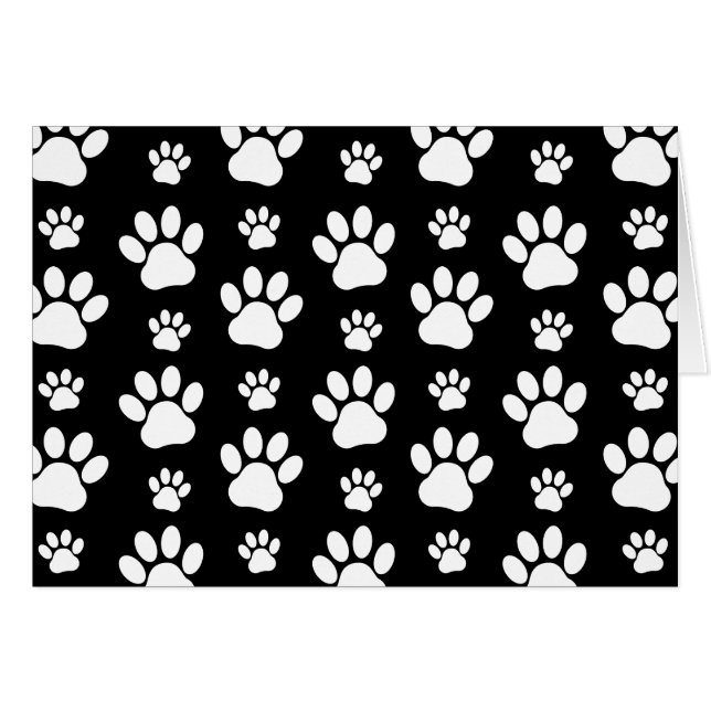 Paw Pattern, Paw Prints, Dog Paws, Black and White Cards (Front Horizontal)