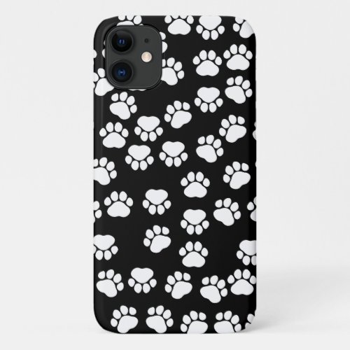 Paw Pattern Paw Prints Dog Paws Black and White iPhone 11 Case