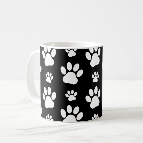 Paw Pattern Paw Prints Dog Paws Black and White Coffee Mug