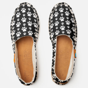 Paw Pattern, Paw Prints, Dog Paws, Black and White Espadrilles