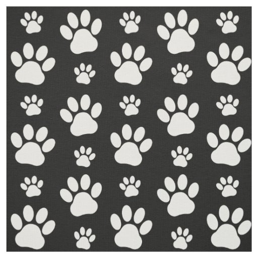 Paw Pattern, Paw Prints, Dog Paws, Black and White Fabric