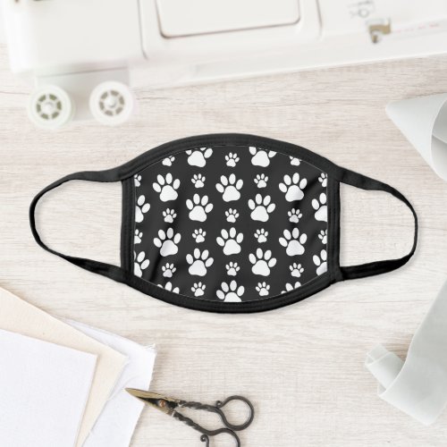 Paw Pattern Paw Prints Dog Paws Black and White Face Mask