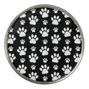 Paw Pattern, Paw Prints, Dog Paws, Black and White Golf Ball Marker