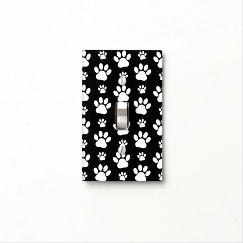Paw Pattern Paw Prints Dog Paws Black and White Light Switch Cover