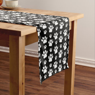 Paw Pattern, Paw Prints, Dog Paws, Black and White Medium Table Runner