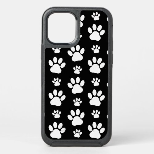 Paw Pattern Paw Prints Dog Paws Black and White OtterBox Symmetry iPhone 12 Case