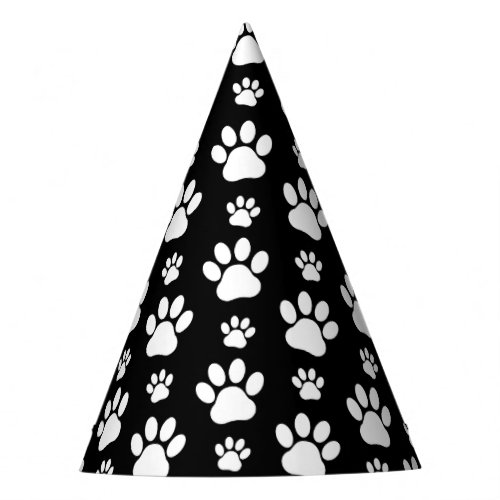 Paw Pattern Paw Prints Dog Paws Black and White Party Hat