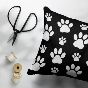 Paw Pattern, Paw Prints, Dog Paws, Black and White Pet Bed