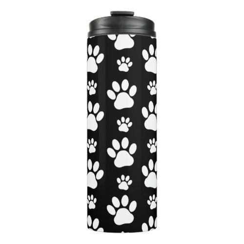 Paw Pattern Paw Prints Dog Paws Black and White Thermal Tumbler