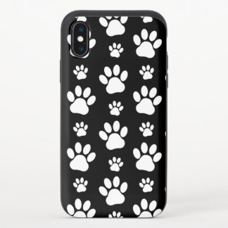 Paw Pattern, Paw Prints, Dog Paws, Black and White iPhone X Slider Case