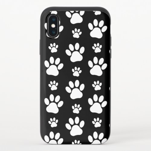 Paw Pattern Paw Prints Dog Paws Black and White iPhone X Slider Case