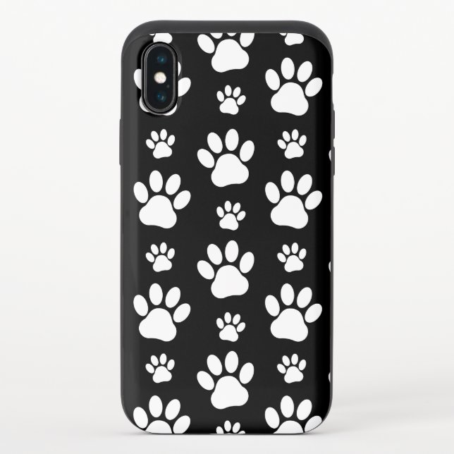 Paw Pattern, Paw Prints, Dog Paws, Black and White Uncommon iPhone Case (Back)