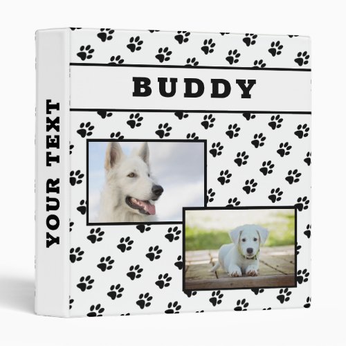 Paw Pattern Pet Dog Keepsake Photo Album 3 Ring Binder