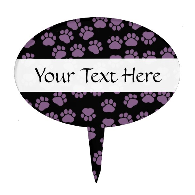 Paw Pattern, Purple Paws, Dog Paws, Animal Paws Cake Topper (Front)