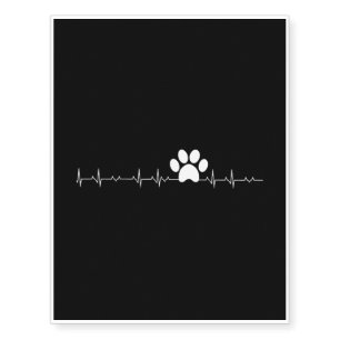 Paw - Paw Print Heartbeat Temporary Tattoos