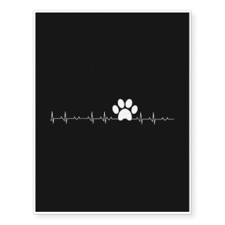 Paw - Paw Print Heartbeat Temporary Tattoos