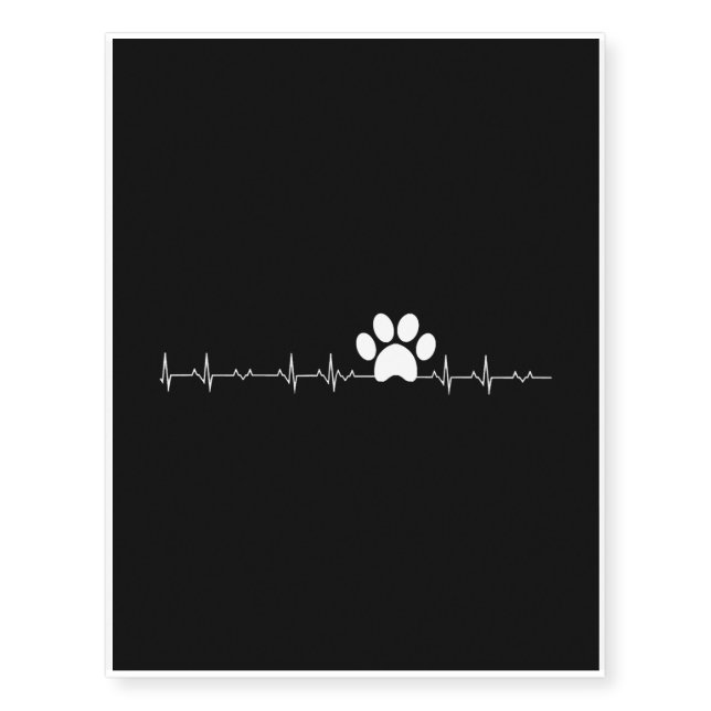 Paw - Paw Print Heartbeat Temporary Tattoos (Front)