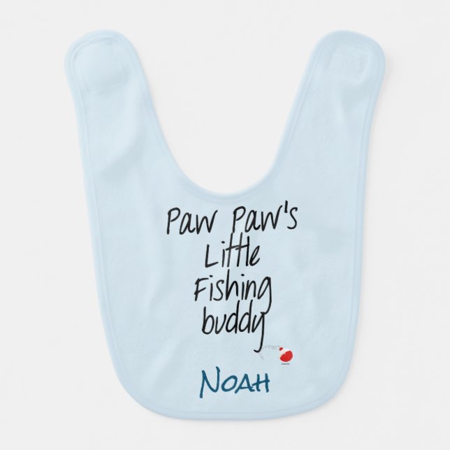 Paw Paw's Little Fishing Buddy Baby Bib Customize (Front)