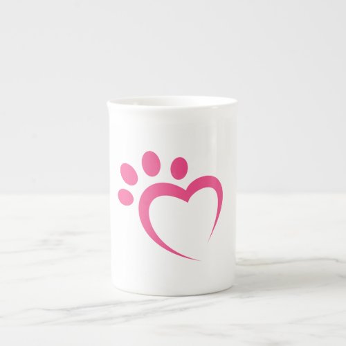 paw paws love heart icon bone china mug