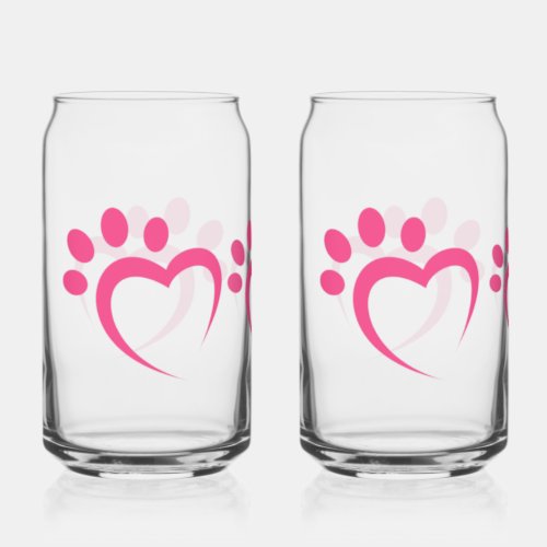 paw paws love heart icon can glass