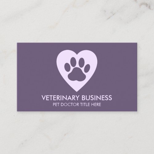Paw Pet Doctor Animal Hospital Groomer purple Business Card
