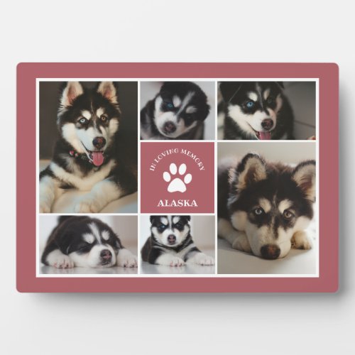 Paw Pet In Loving Memory Dusty Pink Photo Collage Plaque